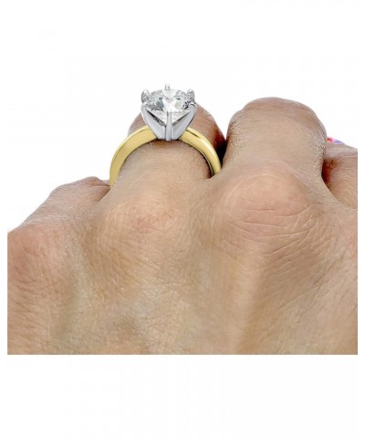 CZ Ring Round Yellow Gold Wedding Engagement Heavy Band 14k Cubic Zirconia Simulant Solitaire 6 prong 3ct $187.20 Rings