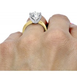 CZ Ring Round Yellow Gold Wedding Engagement Heavy Band 14k Cubic Zirconia Simulant Solitaire 6 prong 3ct $187.20 Rings