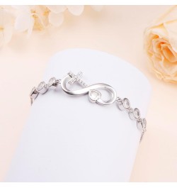 Infinity Heart Bracelet 925 Sterling Silver CZ Cross Heart Infinity Love Bracelet Jewelry Valentine's Day Gifts for Women Gir...