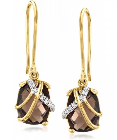 5.75 ct. t.w. Smoky Quartz and .10 ct. t.w. White Zircon Drop Earrings in 18kt Gold Over Sterling $49.40 Earrings