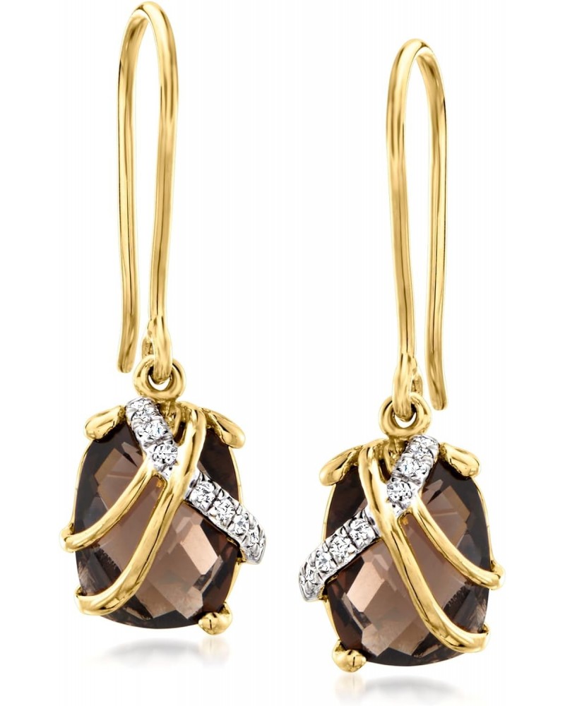 5.75 ct. t.w. Smoky Quartz and .10 ct. t.w. White Zircon Drop Earrings in 18kt Gold Over Sterling $49.40 Earrings