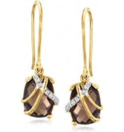 5.75 ct. t.w. Smoky Quartz and .10 ct. t.w. White Zircon Drop Earrings in 18kt Gold Over Sterling $49.40 Earrings