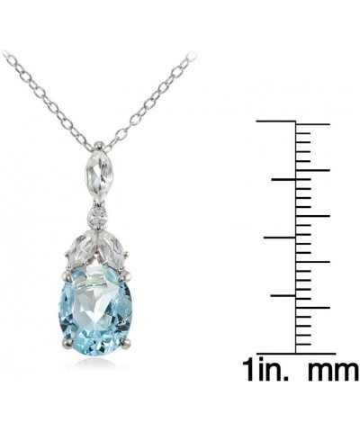 Sterling Silver Choice of Created or Genuine Gemstone & White Topaz Emerald-Cut Drop Necklace Blue Toapz $14.00 Necklaces