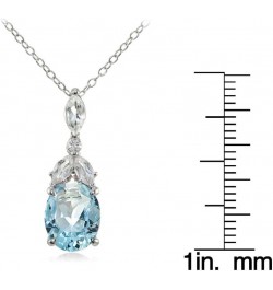 Sterling Silver Choice of Created or Genuine Gemstone & White Topaz Emerald-Cut Drop Necklace Blue Toapz $14.00 Necklaces