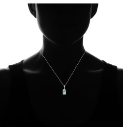 Sterling Silver Choice of Created or Genuine Gemstone & White Topaz Emerald-Cut Drop Necklace Blue Toapz $14.00 Necklaces