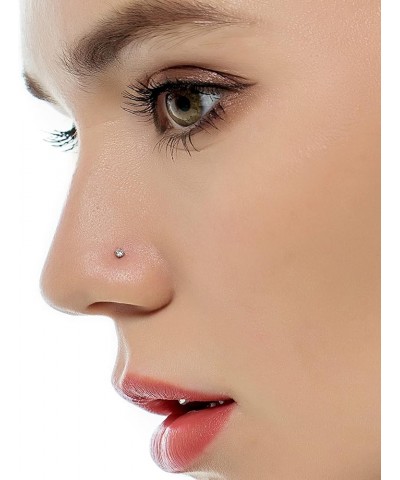 20G 10Pcs Stainless Steel L Screw Bone Shaped Nose Studs Rings Square Round CZ Nose Ring Labret Nose Piercing Jewelry for Men...