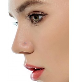 20G 10Pcs Stainless Steel L Screw Bone Shaped Nose Studs Rings Square Round CZ Nose Ring Labret Nose Piercing Jewelry for Men...