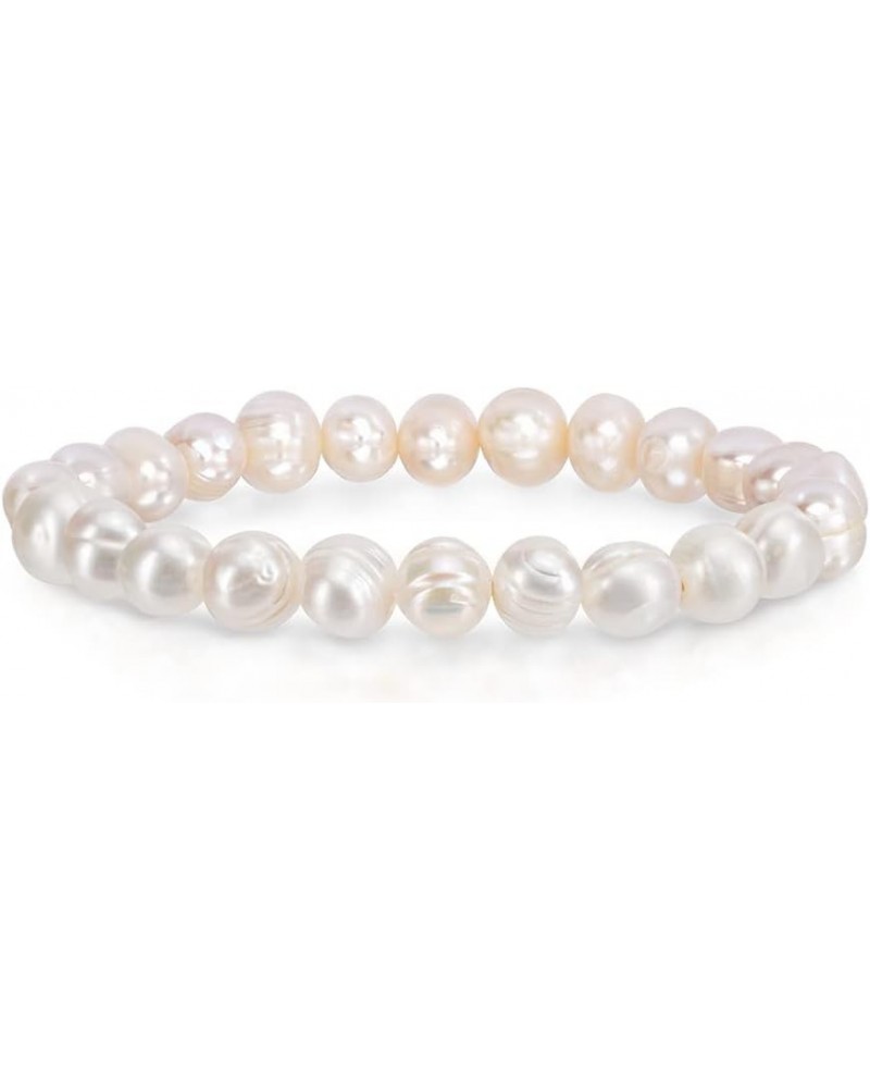 8-9MM Cultured Freshwater Baroque Pearl Stretch Bracelet 7 Inches. Available In a Range of Beautiful Colors, For Women & Girl...