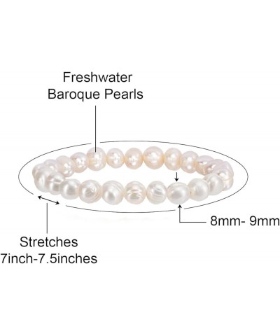 8-9MM Cultured Freshwater Baroque Pearl Stretch Bracelet 7 Inches. Available In a Range of Beautiful Colors, For Women & Girl...