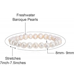 8-9MM Cultured Freshwater Baroque Pearl Stretch Bracelet 7 Inches. Available In a Range of Beautiful Colors, For Women & Girl...