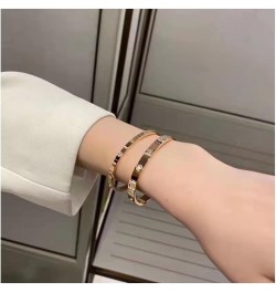 Men Women Bracelet 18K Gold Plated Classic Style Couple Bracelet Jewelry Gifts Christmas Waterproof Summer 21cm No diamonds2 ...