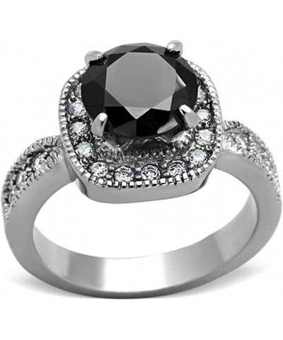 3 Carat Round Cut Black Cubic Zirconia Stainless Steel Halo Engagement Ring Size 5-10 $10.12 Rings