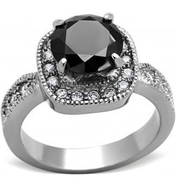 3 Carat Round Cut Black Cubic Zirconia Stainless Steel Halo Engagement Ring Size 5-10 $10.12 Rings