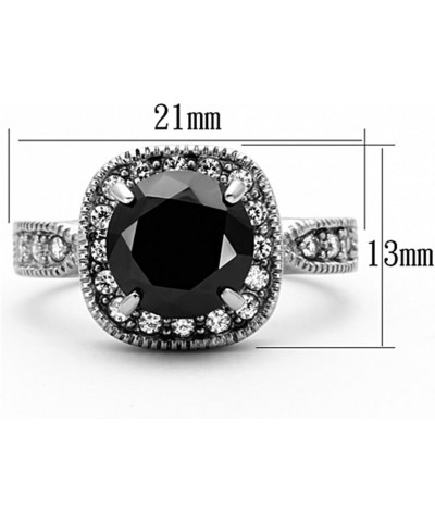 3 Carat Round Cut Black Cubic Zirconia Stainless Steel Halo Engagement Ring Size 5-10 $10.12 Rings