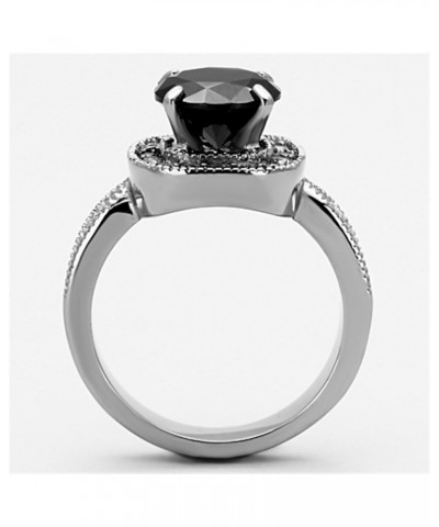 3 Carat Round Cut Black Cubic Zirconia Stainless Steel Halo Engagement Ring Size 5-10 $10.12 Rings