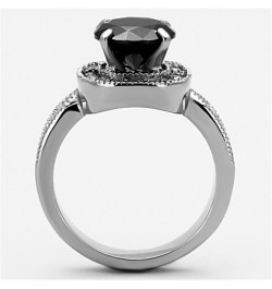 3 Carat Round Cut Black Cubic Zirconia Stainless Steel Halo Engagement Ring Size 5-10 $10.12 Rings