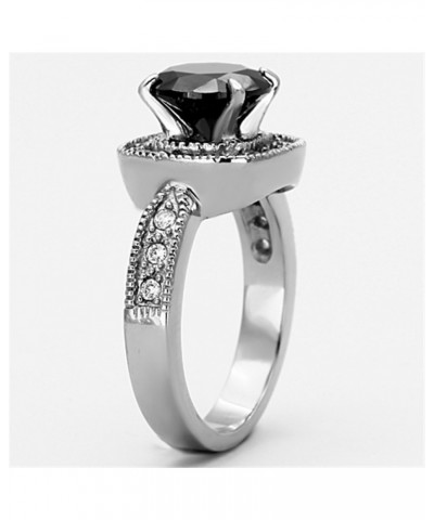 3 Carat Round Cut Black Cubic Zirconia Stainless Steel Halo Engagement Ring Size 5-10 $10.12 Rings