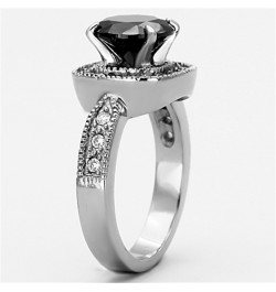 3 Carat Round Cut Black Cubic Zirconia Stainless Steel Halo Engagement Ring Size 5-10 $10.12 Rings