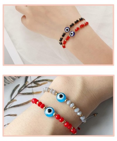 Evil Eye Bracelets Blue Eye Bracelet Evil Eye Jewelry Ojo Hamsa Bracelet Dainty Gold Bracelets for Women Trendy O-24pcs beade...