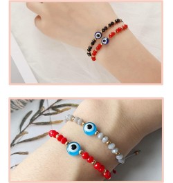 Evil Eye Bracelets Blue Eye Bracelet Evil Eye Jewelry Ojo Hamsa Bracelet Dainty Gold Bracelets for Women Trendy O-24pcs beade...