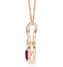 Natural Ruby infinity Heart Pendant Necklace with Diamond in 14K Rose Gold for Women, Girls with 18" Chain (5mm Weight-0.55ct...