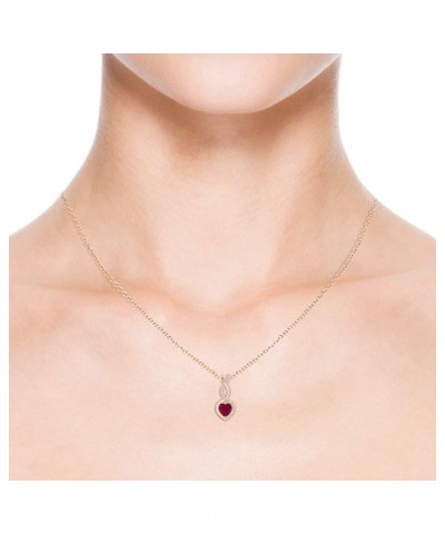 Natural Ruby infinity Heart Pendant Necklace with Diamond in 14K Rose Gold for Women, Girls with 18" Chain (5mm Weight-0.55ct...