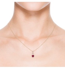 Natural Ruby infinity Heart Pendant Necklace with Diamond in 14K Rose Gold for Women, Girls with 18" Chain (5mm Weight-0.55ct...