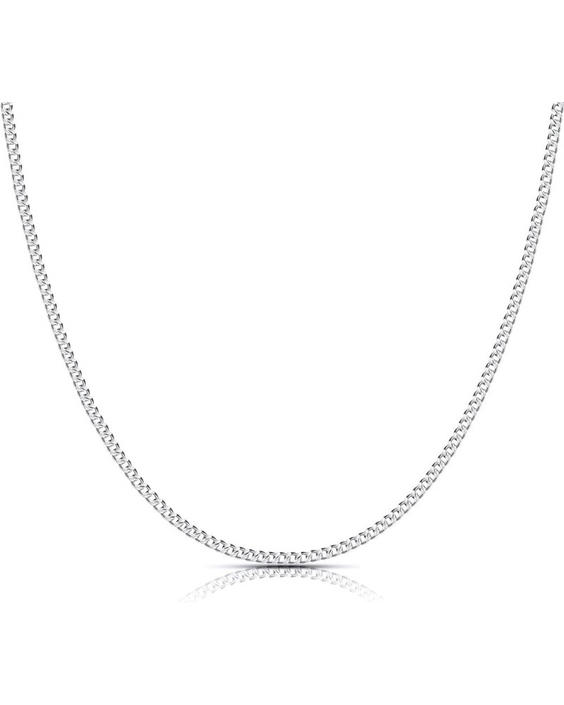 Sterling Silver Cuban Link Chain for Women, 0.8MM 1MM 1.2MM 1.6MM 1.8MM 2.0MM Width 16" 18" 20" 22" 24" Length 16 Inches 1.0M...