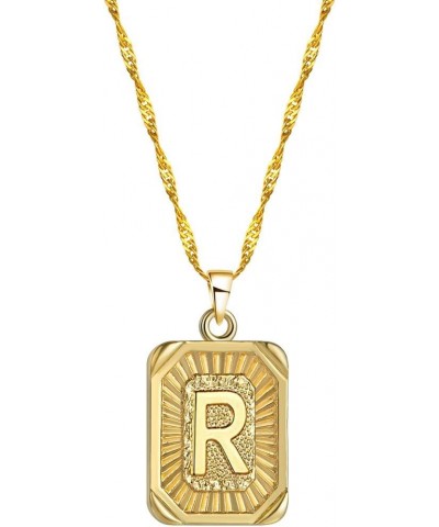 Square Initial Letter Pendant Necklace for Men Women Yellow Gold Plated Captial Letter Pendant Initial Necklace R $5.89 Neckl...