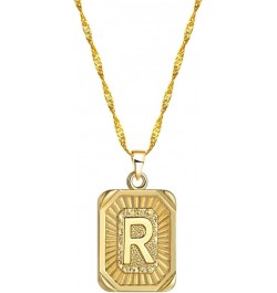 Square Initial Letter Pendant Necklace for Men Women Yellow Gold Plated Captial Letter Pendant Initial Necklace R $5.89 Neckl...