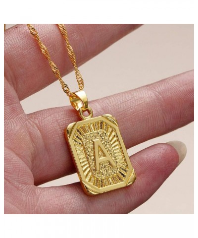 Square Initial Letter Pendant Necklace for Men Women Yellow Gold Plated Captial Letter Pendant Initial Necklace R $5.89 Neckl...