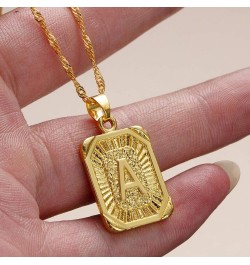 Square Initial Letter Pendant Necklace for Men Women Yellow Gold Plated Captial Letter Pendant Initial Necklace R $5.89 Neckl...