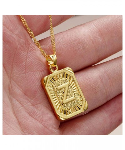 Square Initial Letter Pendant Necklace for Men Women Yellow Gold Plated Captial Letter Pendant Initial Necklace R $5.89 Neckl...