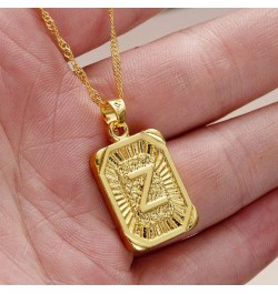 Square Initial Letter Pendant Necklace for Men Women Yellow Gold Plated Captial Letter Pendant Initial Necklace R $5.89 Neckl...