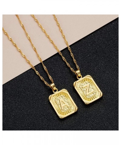 Square Initial Letter Pendant Necklace for Men Women Yellow Gold Plated Captial Letter Pendant Initial Necklace R $5.89 Neckl...