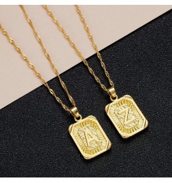 Square Initial Letter Pendant Necklace for Men Women Yellow Gold Plated Captial Letter Pendant Initial Necklace R $5.89 Neckl...