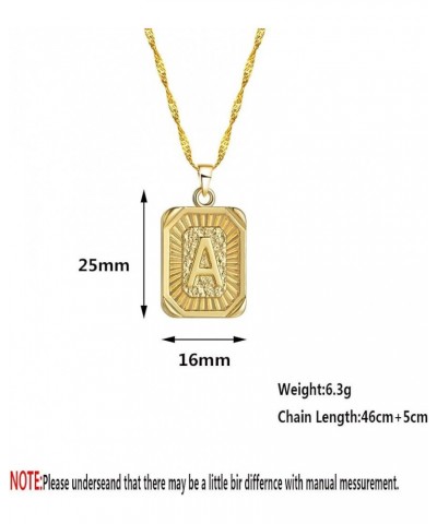 Square Initial Letter Pendant Necklace for Men Women Yellow Gold Plated Captial Letter Pendant Initial Necklace R $5.89 Neckl...