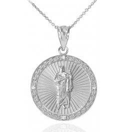 .925 Sterling Silver Cubic Zirconia 1" Saint Jude Thaddeus Patron Saint of Lost Causes Pendant Necklace - Choose Pendant Only...