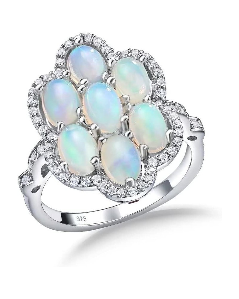 Natural Opal Women's Rings 925 Sterling Silver Genuine 10 Pear Opal 1.5 Ct and Topaz Gemstone Birthstone Engagement Promise f...