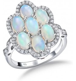 Natural Opal Women's Rings 925 Sterling Silver Genuine 10 Pear Opal 1.5 Ct and Topaz Gemstone Birthstone Engagement Promise f...