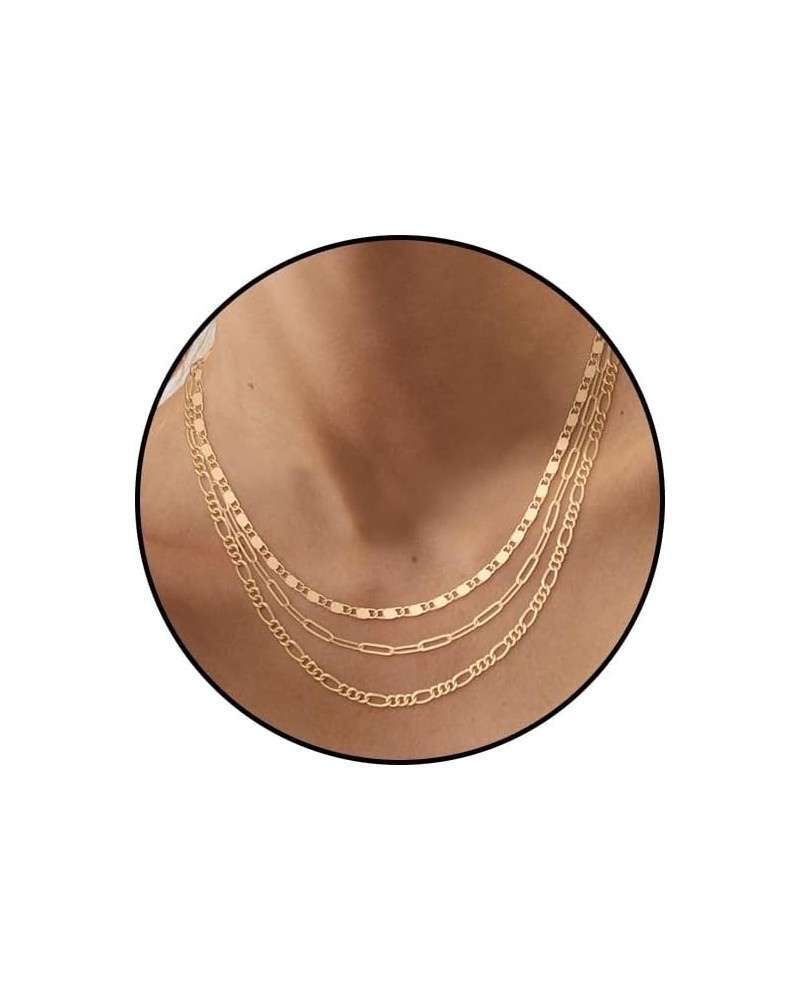 Gold Necklace for Women,Dainty 14K Gold Plated Layered Necklaces for Women Trendy Triple Chain Necklace Stack Jewelry for Wom...