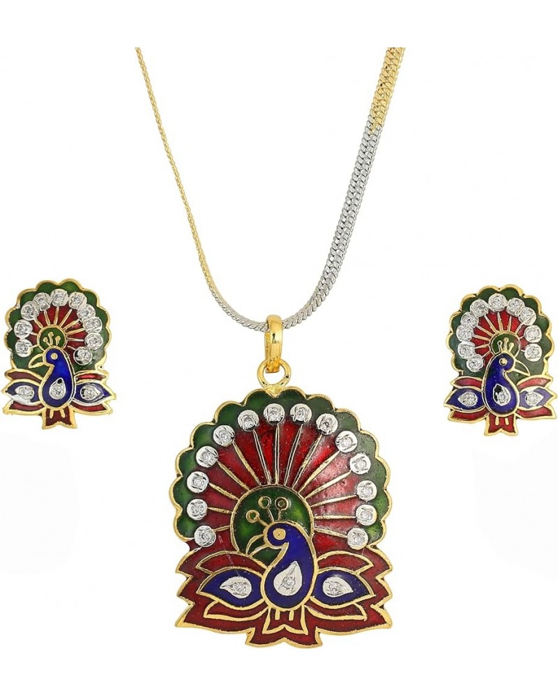 Indian Bollywood Delicate Creative Designer Jewelry Pendant Set Colorful in Gold or Silver Tone for Women. Red 3 $10.00 Jewel...