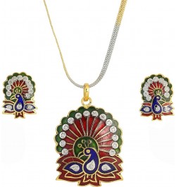 Indian Bollywood Delicate Creative Designer Jewelry Pendant Set Colorful in Gold or Silver Tone for Women. Red 3 $10.00 Jewel...