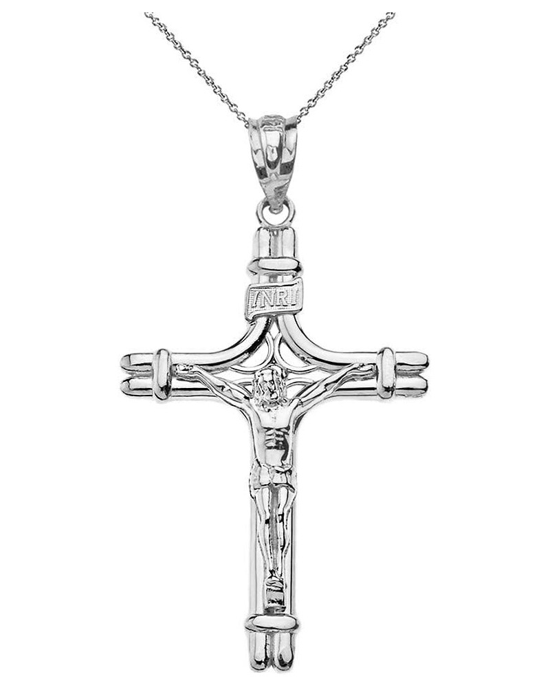 Sterling Silver INRI Crucifix Jesus on the Cross Pendant Necklace 16 Inches $14.28 Necklaces