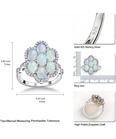 Natural Opal Women's Rings 925 Sterling Silver Genuine 10 Pear Opal 1.5 Ct and Topaz Gemstone Birthstone Engagement Promise f...