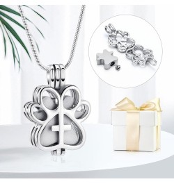 Pet Cremation Jewelry for Dog/Cat Paw Stainless Steel Memorial Locket Urn Necklace with Hollow Urn Cremation Jewelry for Ashe...