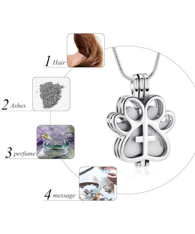 Pet Cremation Jewelry for Dog/Cat Paw Stainless Steel Memorial Locket Urn Necklace with Hollow Urn Cremation Jewelry for Ashe...