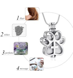 Pet Cremation Jewelry for Dog/Cat Paw Stainless Steel Memorial Locket Urn Necklace with Hollow Urn Cremation Jewelry for Ashe...