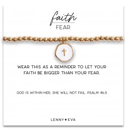 Faith Over Fear Cross Stretchable Bracelets for Women Inspirational Jewelry with Message on Card WHITE CROSS $14.19 Bracelets