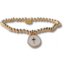 Faith Over Fear Cross Stretchable Bracelets for Women Inspirational Jewelry with Message on Card WHITE CROSS $14.19 Bracelets